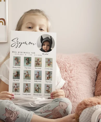 Alternative view of Personalizowana Metryczka Dziecka - 12 Zdjęć z Każdego Miesiąca