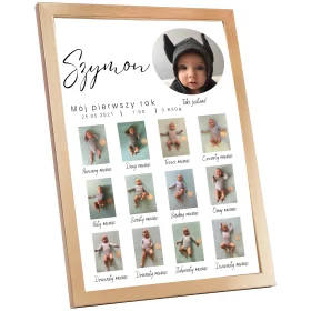 Personalizowana Metryczka Dziecka - 12 Zdjęć z Każdego Miesiąca