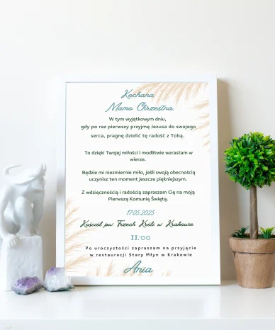 Alternative view of Eleganckie Zaproszenie i Pamiątka dla Matki Chrzestnej na Komunię 