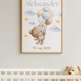 Metryczka Narodzin Dziecka Pamiątka na Chrzest A4